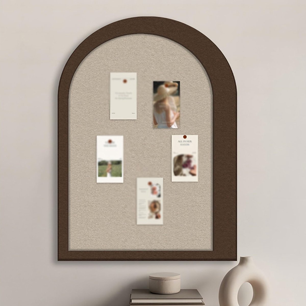 Zelfklevend prikbord met punaises - 60 x 40 cm - Decoratieve vilten prikbord - Vision board - Kurkbord - Fotodisplaybord - voor school, thuis, keuken, kantoor