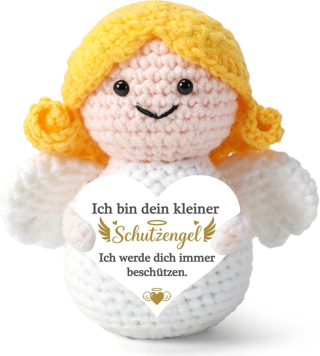 Pocket Hug beschermengel cadeau, handgehaakte engel als geluksbrenger en moedmaker, kleine beschermengelfiguur voor goede verbetering, doop, verjaardag, vrouwen, mannen, vriendin, familie