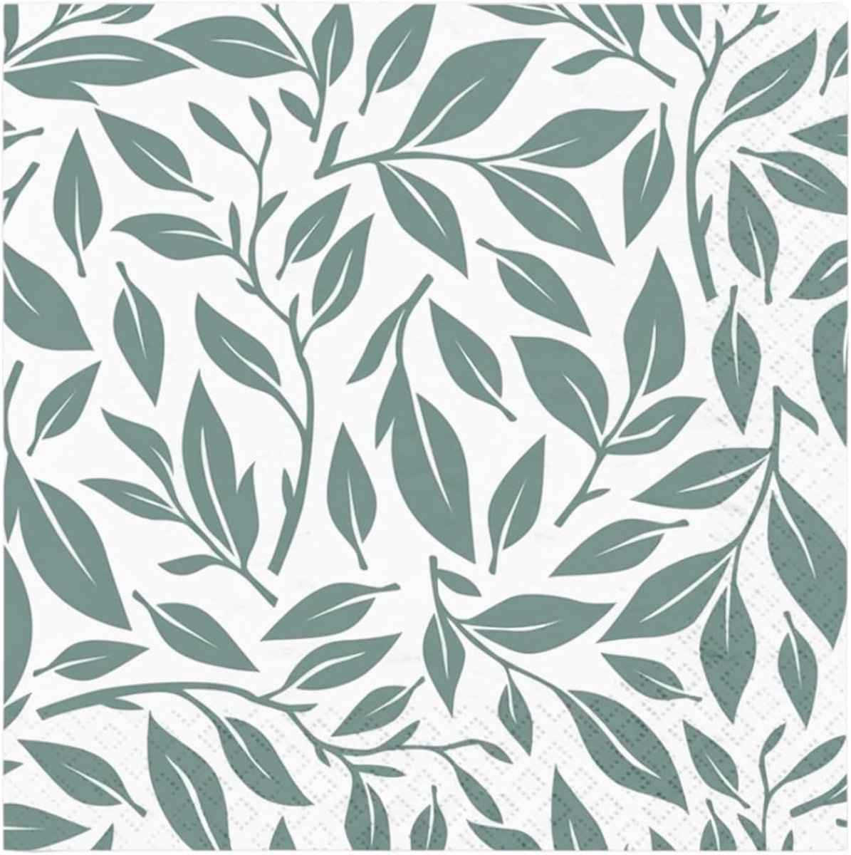 Papieren servetten set 40 stuks. 33 x 33 cm motief bladeren groen wit tafeldecoratie wegwerp servetten papieren servetten feestservetten zomer salie
