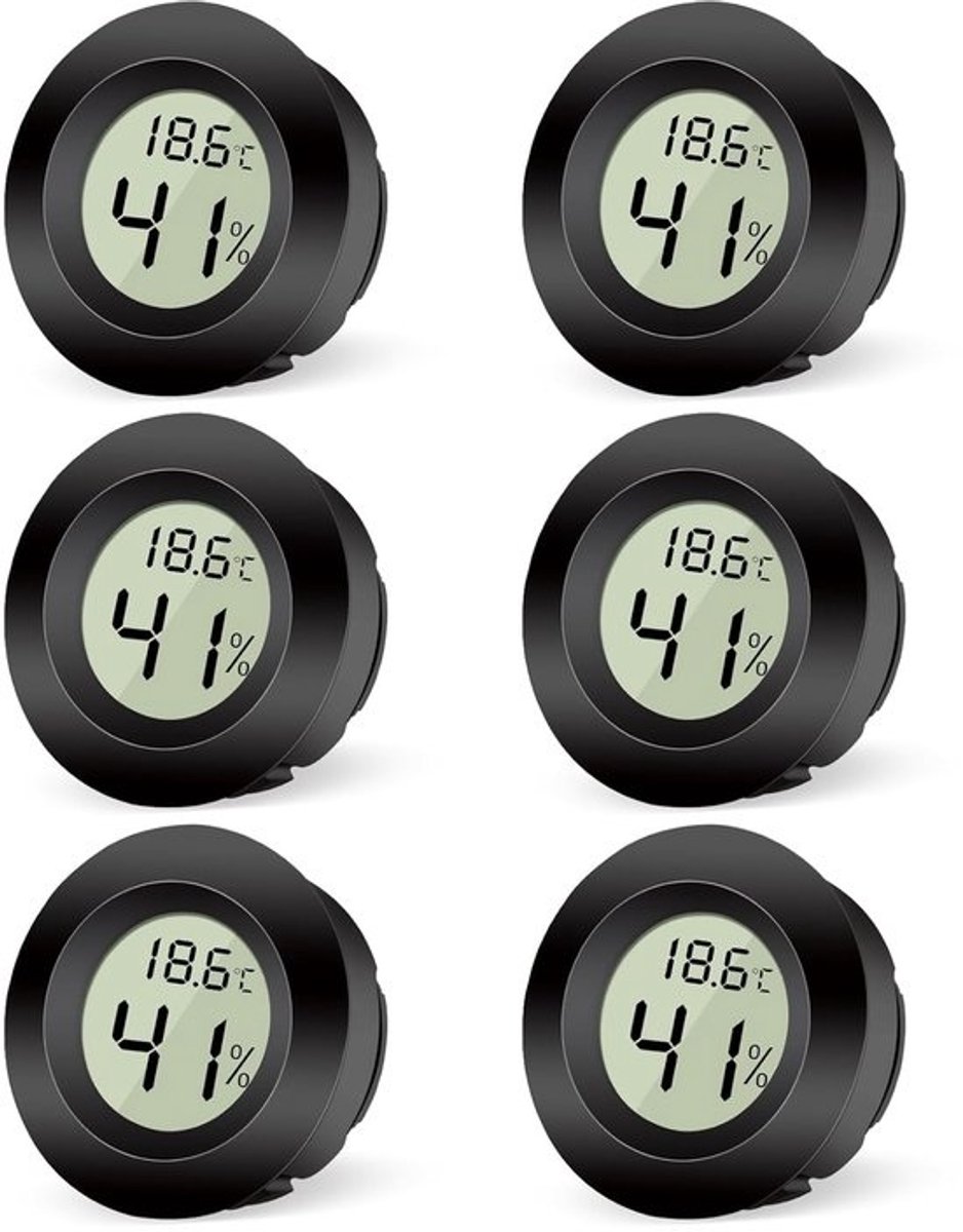6x Digitale Mini Thermometer en Hygrometer voor Binnen - Temperatuur en Vochtigheidsmeter