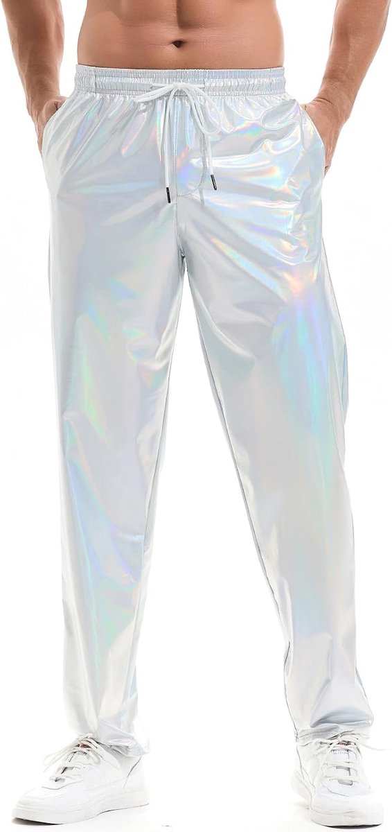 Coulee Glanzende metallic herenbroek, nachtclub, discobroek