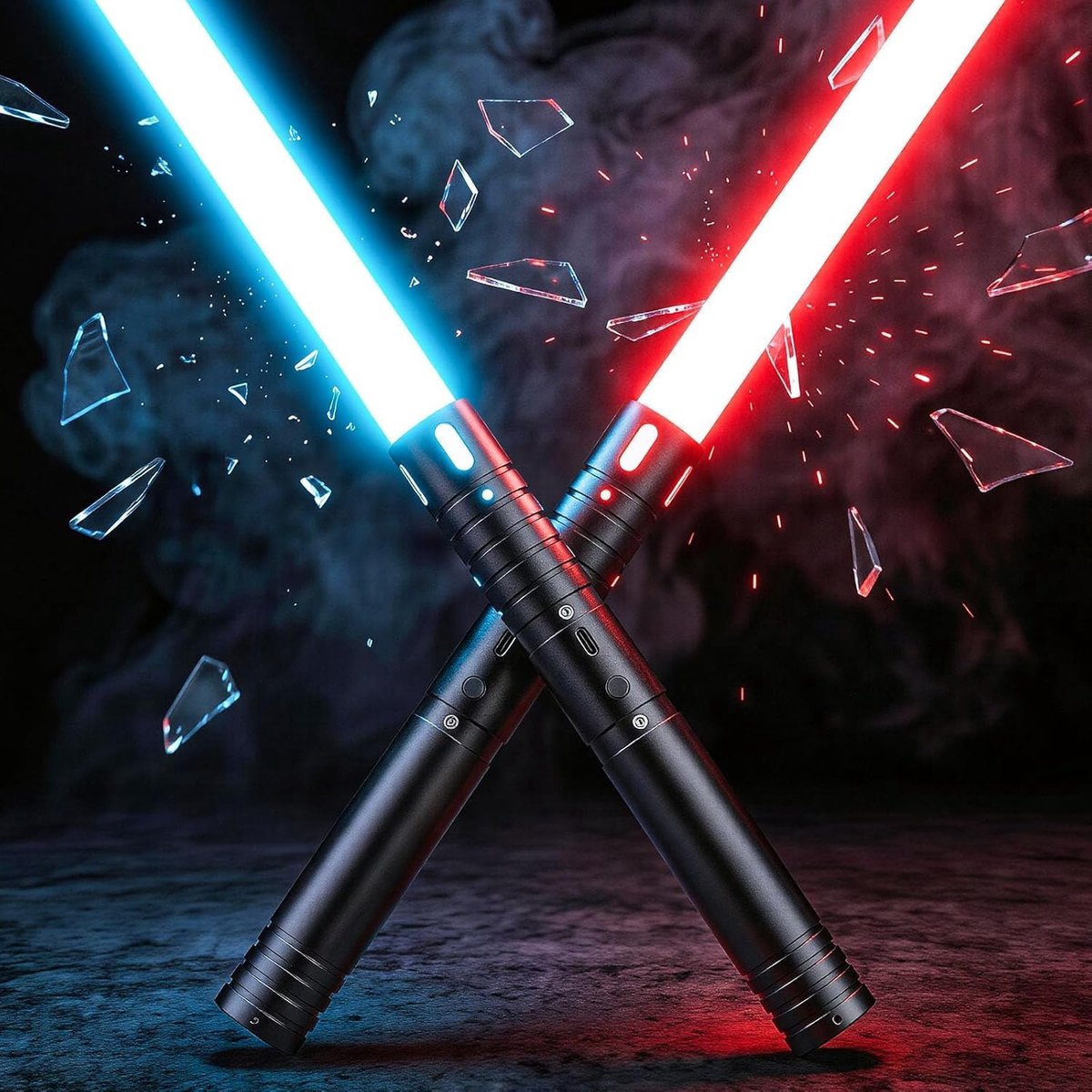 kinderen, Lightsaber met RGB 15 Kleuren, Dubbele Lichtzwaard met 4 Modi en Geluiden, USB-C Opladen Laser Zwaard, Light Saber for Kids rollenspel Kerstcadeau (Zwart 2PC)