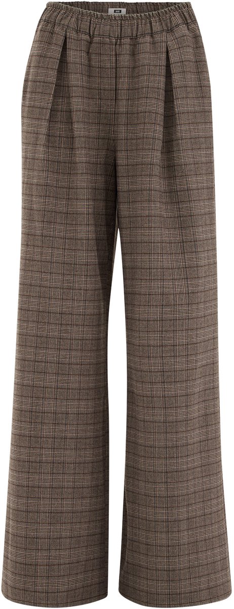 WE Fashion Dames wide leg pantalon met ruit