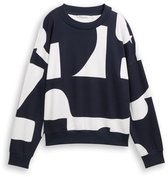 Tom Tailor Denim - Sweatshirt met patroon in losse pasvorm - Maat S - navy white big scale print