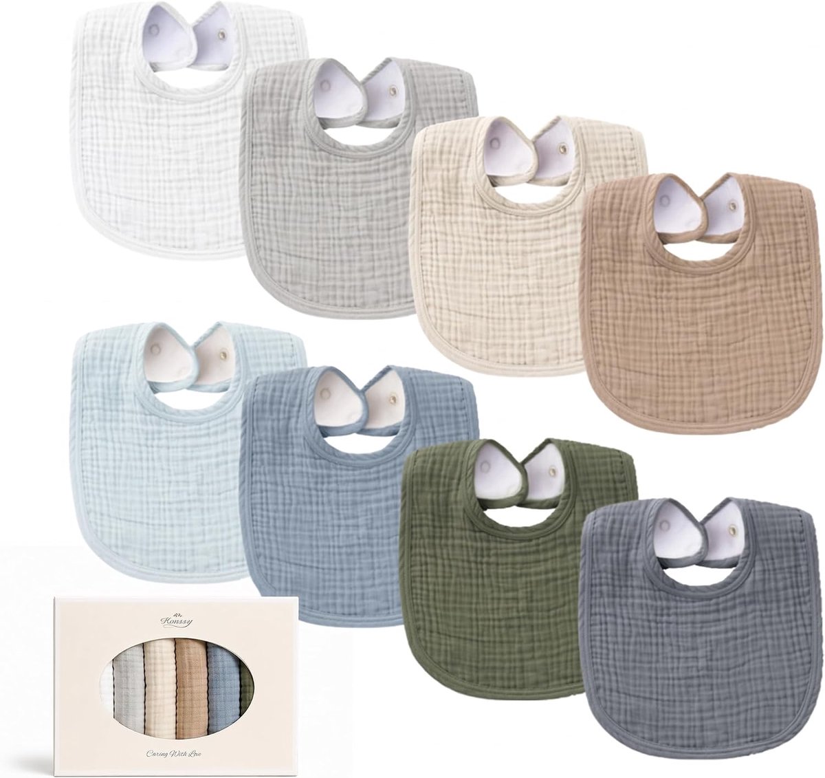Bavoirs pour bébé en mousseline, lot de 8 bavoirs bandana en coton pour garçons et filles, 8 couleurs unies pour la dentition et les bavouilles