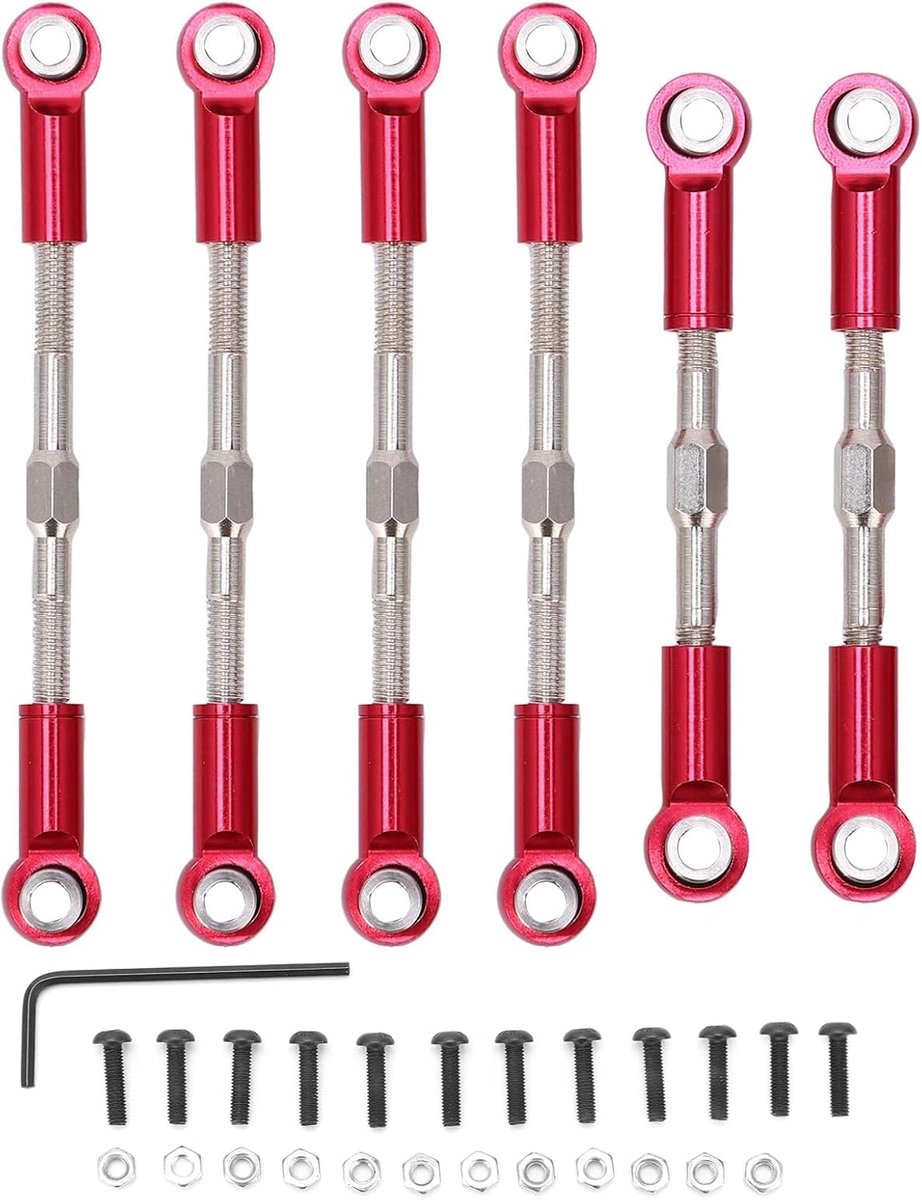Stuurstang, Metalen Trekstang Servo Link Koppelingen Trekstang voor WLtoys 144001 124018 124019 1/14 RC Auto RC Auto Upgrade Onderdelen(rood) Modelauto