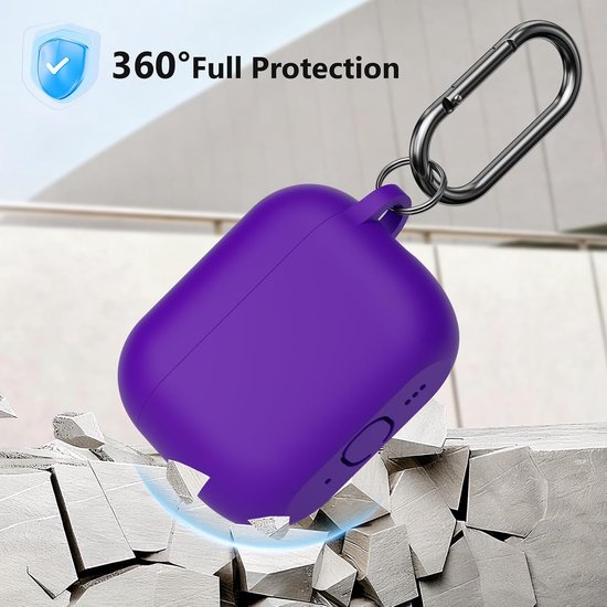 Hoes beschermhoes compatibel met AirPods Pro 3e generatie met reinigingsset, stootvaste zachte dunne beschermhoes case voor Airpods Pro 3 met Cleaner Kit en karabijnhaak, paars — afbeelding 3