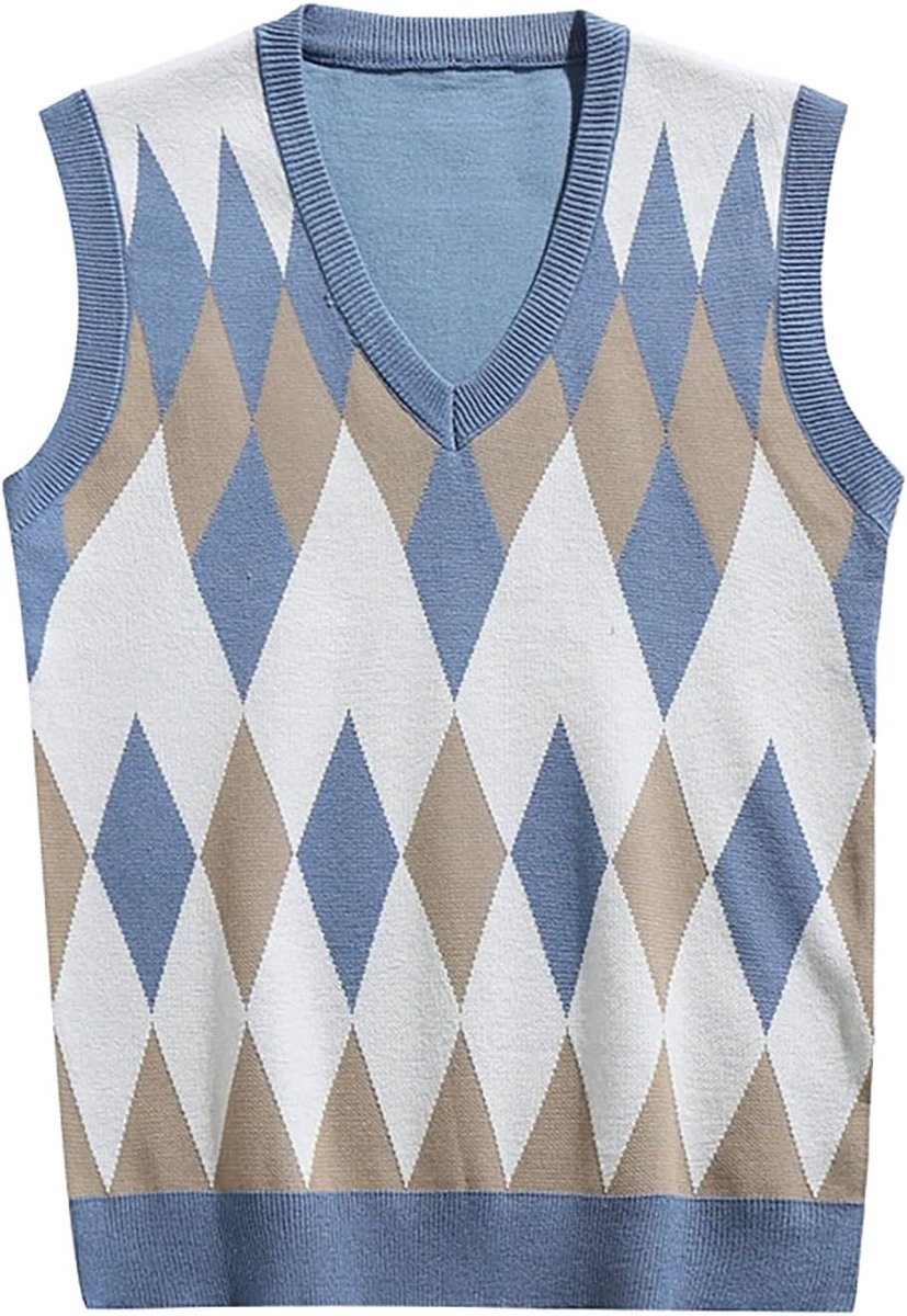 Trui voor heren, gestreepte bekleding, V-hals, tops