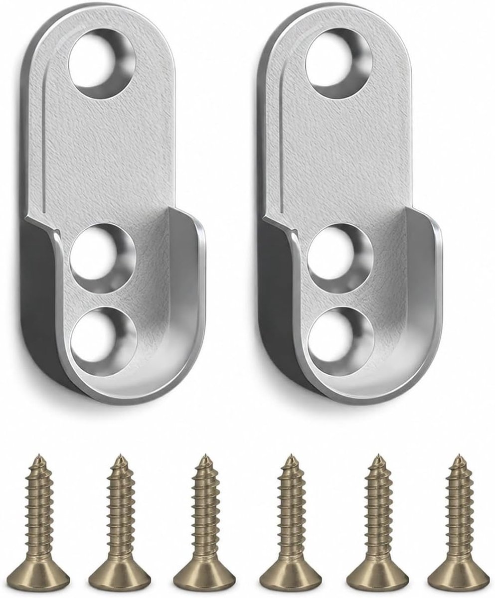 Set van 2 dragers voor kledingroedes – Stevige houders voor garderoberails – Eenvoudige montage – Zilverkleurige, ronde dragers – Compact formaat