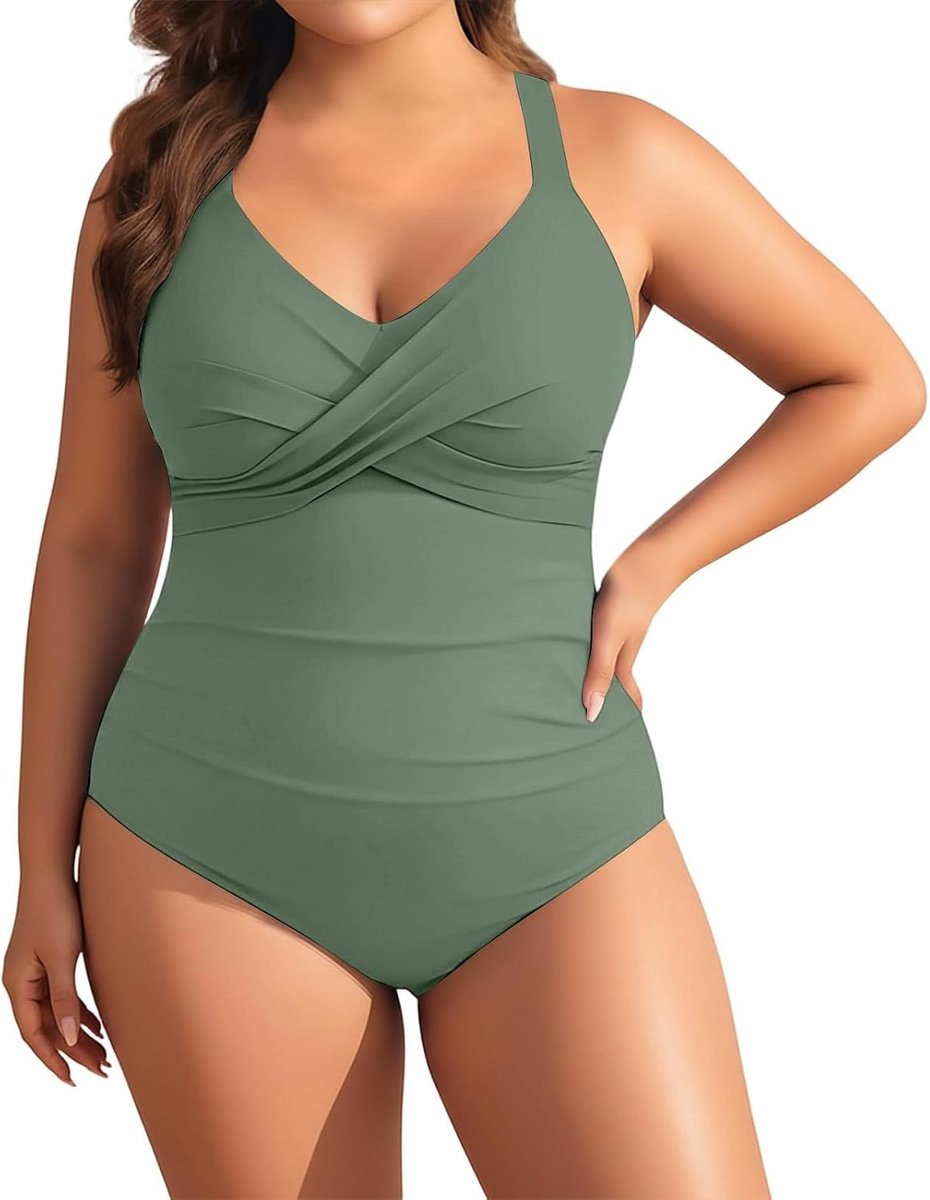 Badpak voor dames, buikweg, eendelig, elegant, V-hals, push-up, badpak, gevoerd, ruches, retro, vintage, monokini, strandmode, zomer, vakantie, A21