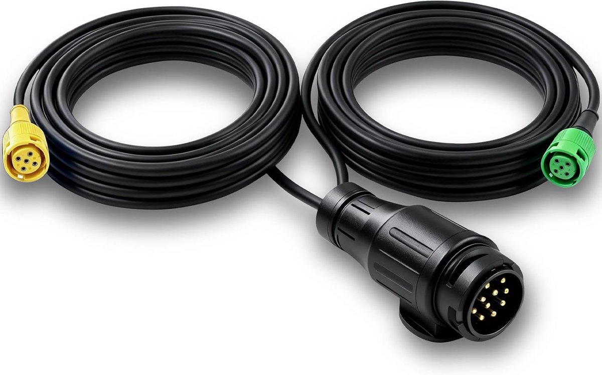 Aanhanger 13-polig 5,5 m aanhangerverlichting verlengkabel voorbedraad 13-polig op 2 x 5-polige bajonetconnector