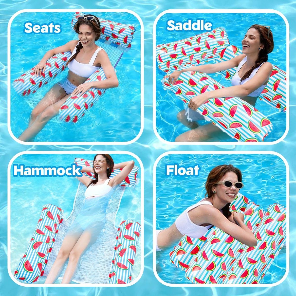 XL, 4-in-1, met rugleuning en armleuningen, draagbaar, opblaasbaar, voor strand, zee, vakantie, volwassenen en kinderen