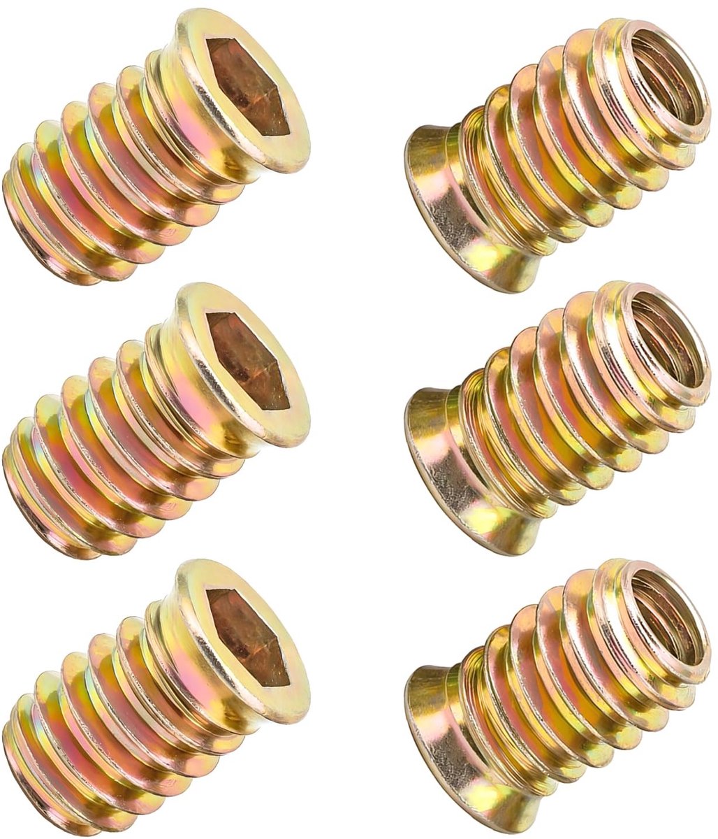 20 Stuks M6 x 12mm Schroefmoeren, Houten Invoegstukken voor Schroefmoeren, Draadinvoegen voor Meubelassemblage en Klussen