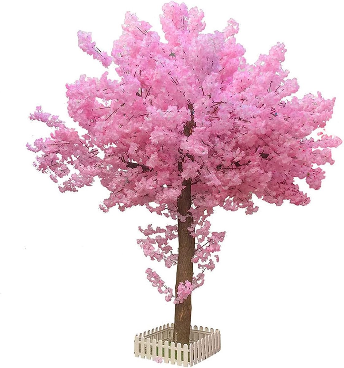 Kunstplant Boom Kersenboom Kunstplant Groot Met Echte Houten Stam Ideaal Voor Binnen- En Buitendecoratie,Roze,2X1.6M