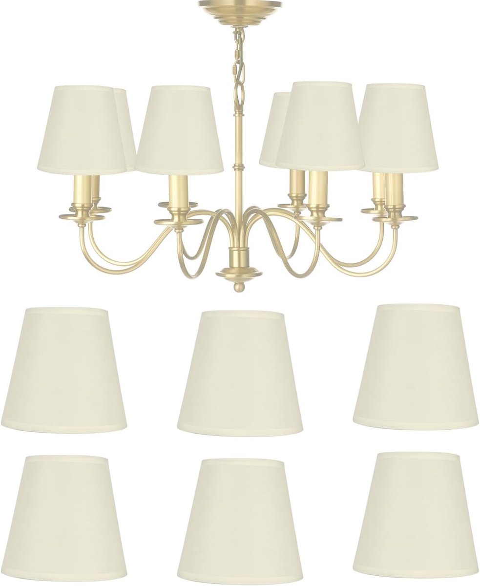 6 stuks kroonluchter lampenkap, huishoudelijke moderne E14 clip op stoffen lampenkaps kleine lampenkap, crèmekleurige droplight wandlamp schaduw accessoire (#1)