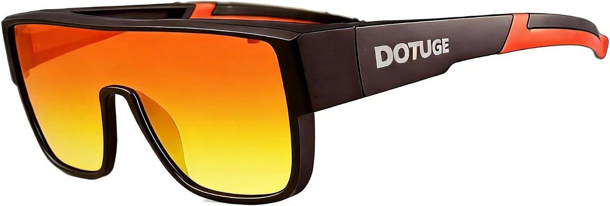 Zonnebril voor Mannen en Vrouwen met Polarisatie en Comfortabele Padding - Zwart Frame met Rood Accent