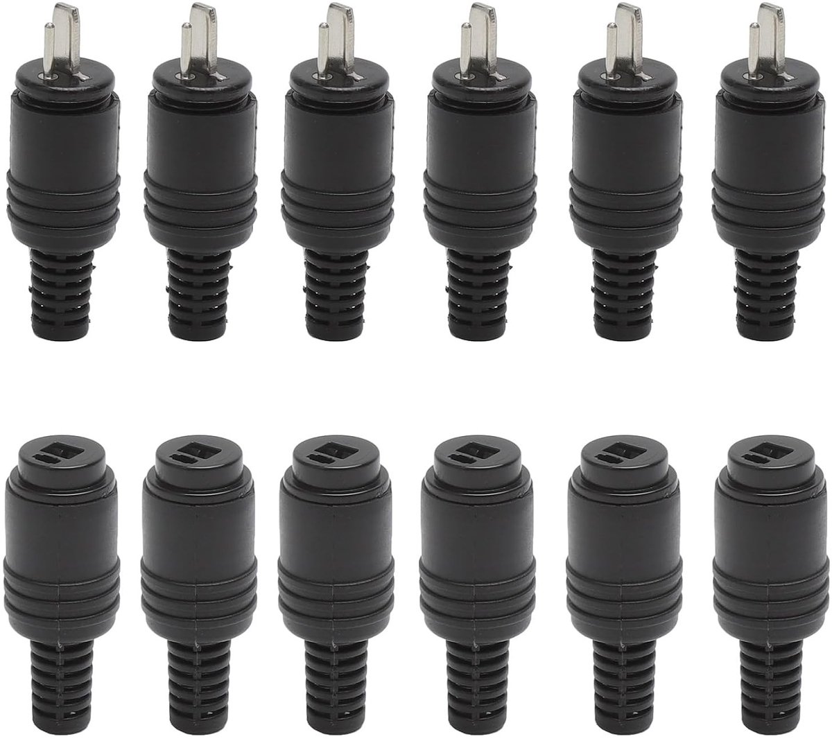 Set van 12 2-Pin DIN Luidsprekerconnectoren met Schroefterminals – HiFi DIN Luidsprekerkabel Connectoren voor Stereo Versterkers, Male/Female, Perfect voor Audio-installaties