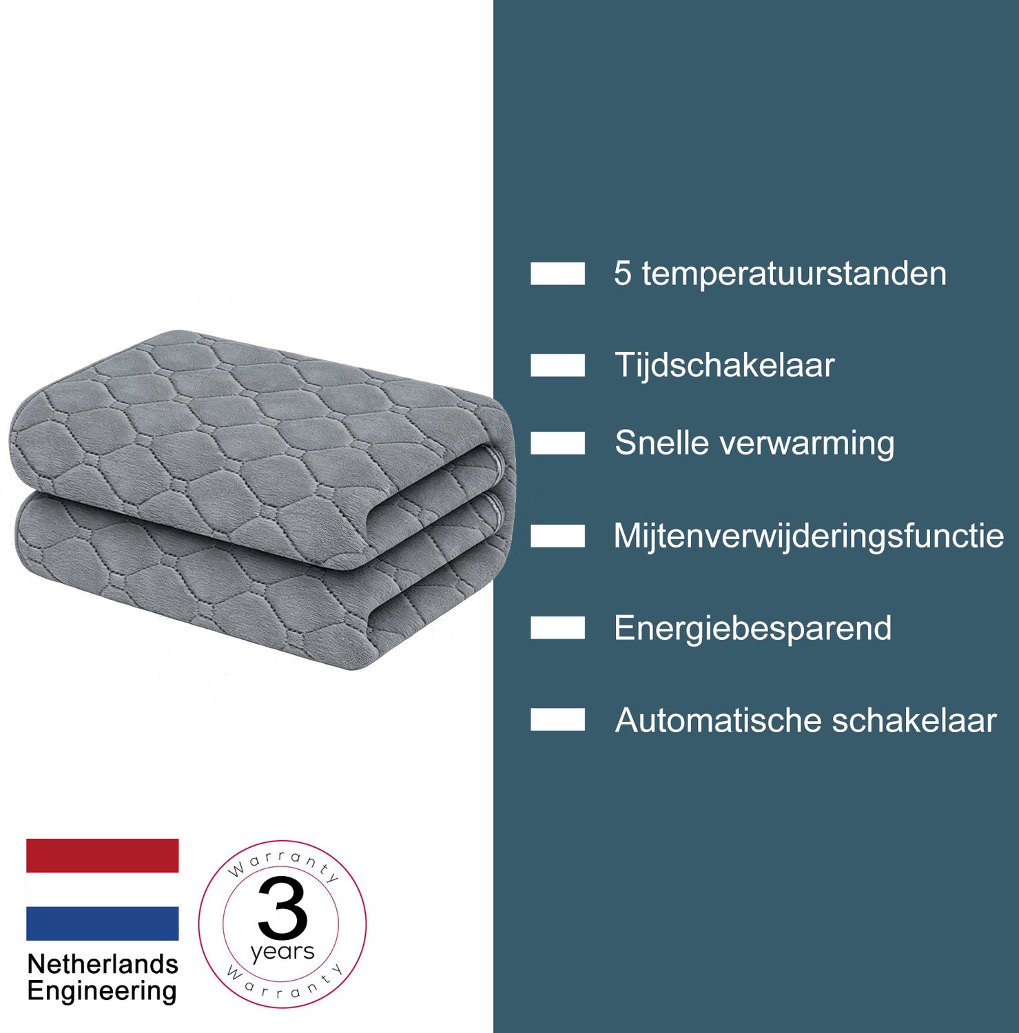 Zynkloac Elektrische onderdeken - Elektrische deken 180x90CM 1 Persoons- 5 Warmtestanden - Tijdfunctie-Sinterklaas Cadeau -Extra snel warm - Automatische uitschakeling -Oververhittingsbeveiliging - Niet wasbaar – foto 7