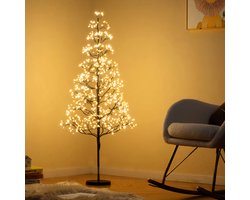 COSTWAY kerstboom LED-boom, 120 cm hoge boom met 800 warmwitte lichtjes, LED-boom voor binnen, verlichte takken met betonnen voet, kerstdecoratie voor in huis