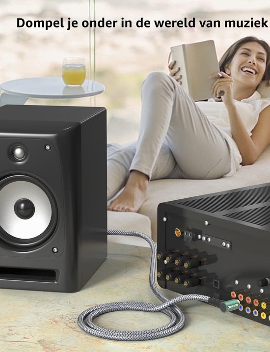 90 Graad Gehoekte Cinch Audio Kabel - 1M Chinch naar Chinch Stereo Audiokabel, Rechthoekige Subwoofer Kabel voor Versterkers, Luidsprekers, Soundbar, Thuisbioscoop en HiFi Systemen — afbeelding 5