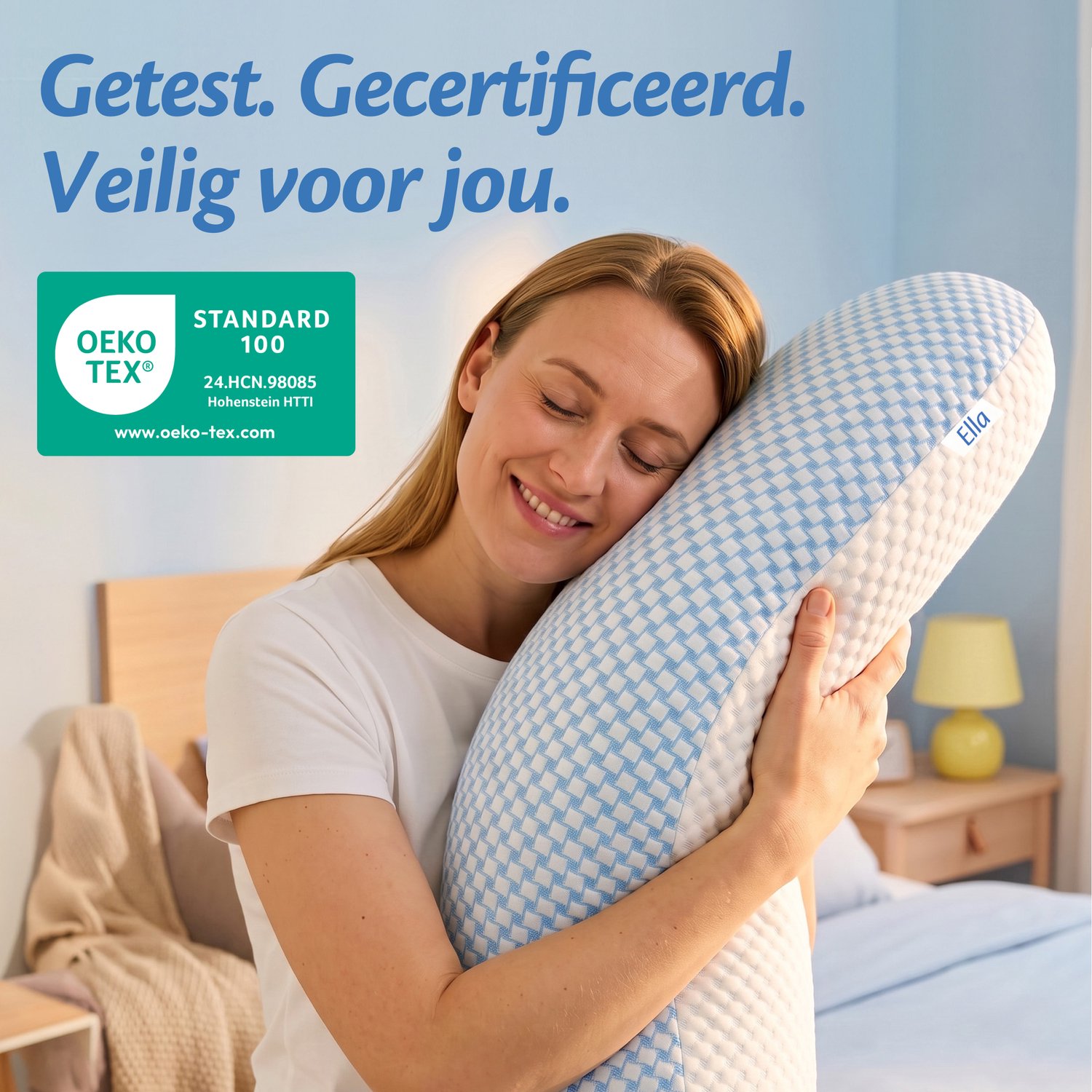 Ella Zwangerschapskussen Traagschuim - Luxe Zijslaapkussen - XXL Lichaamskussen of Voedingskussen - Body Pillow – foto 8