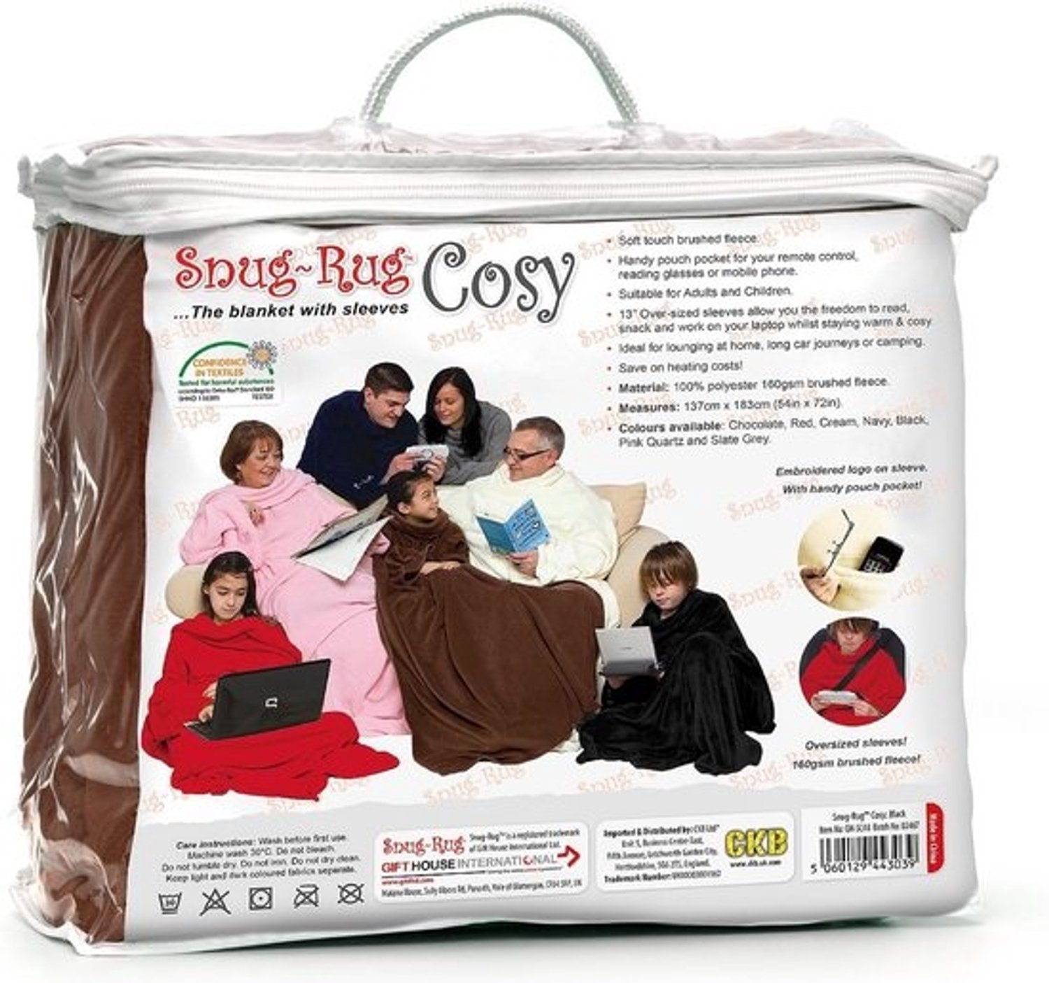 Snug Rug Cosy - Cozy Rug Cozy - Fleece deken met mouwen en telefoonzak - Chocolate Brown