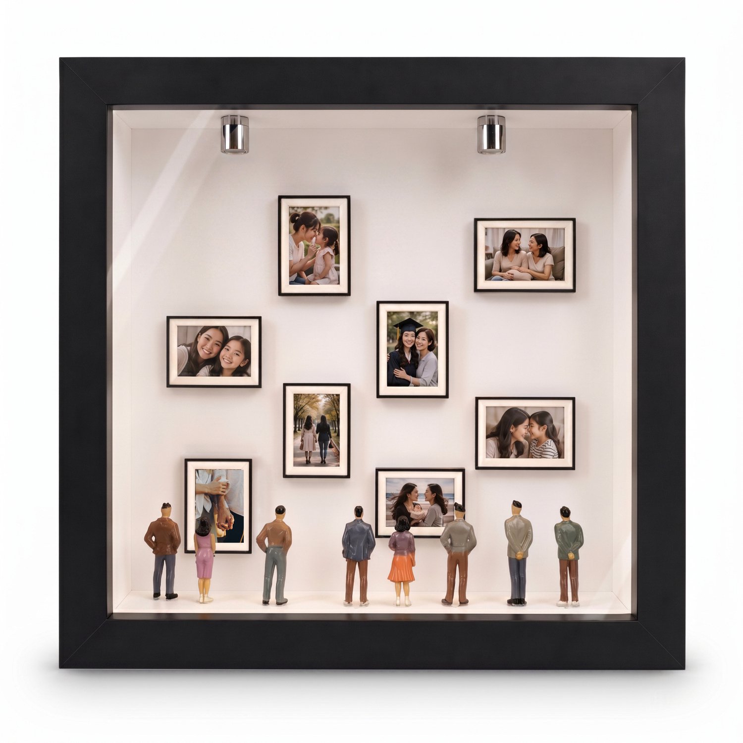 Acaza Wissellijst - 3D Fotolijst - Shadow Box voor Objecten - MDF - 24x24cm - Zwart - Mini Museum
