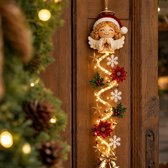 Verlichte kerstdeurhangers - Feestelijk lichtontwerp - Warme ledverlichting - 3D-kerstdecoraties - Decoraties voor binnen en buiten (veranda, raam en muur) - Kerstengelen