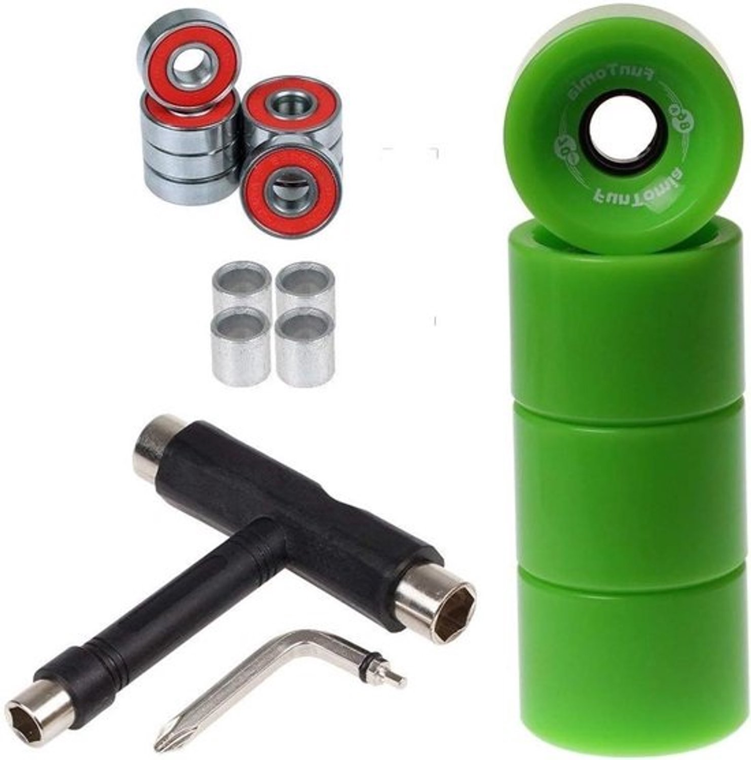 Skateboardwielen Longboardwielen Voor cruisen en freeriden Inclusief T-tool 70x51mm 80A/86A