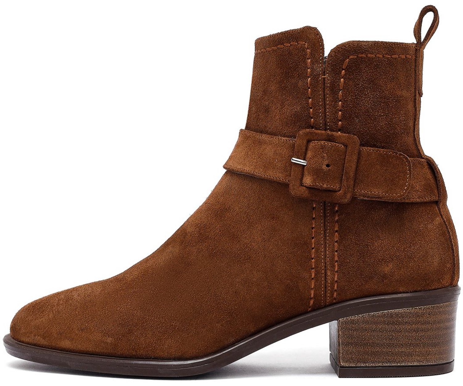 DERIMOD Heeled Ankle Boots Suede Leather Heeled Ankle Boots