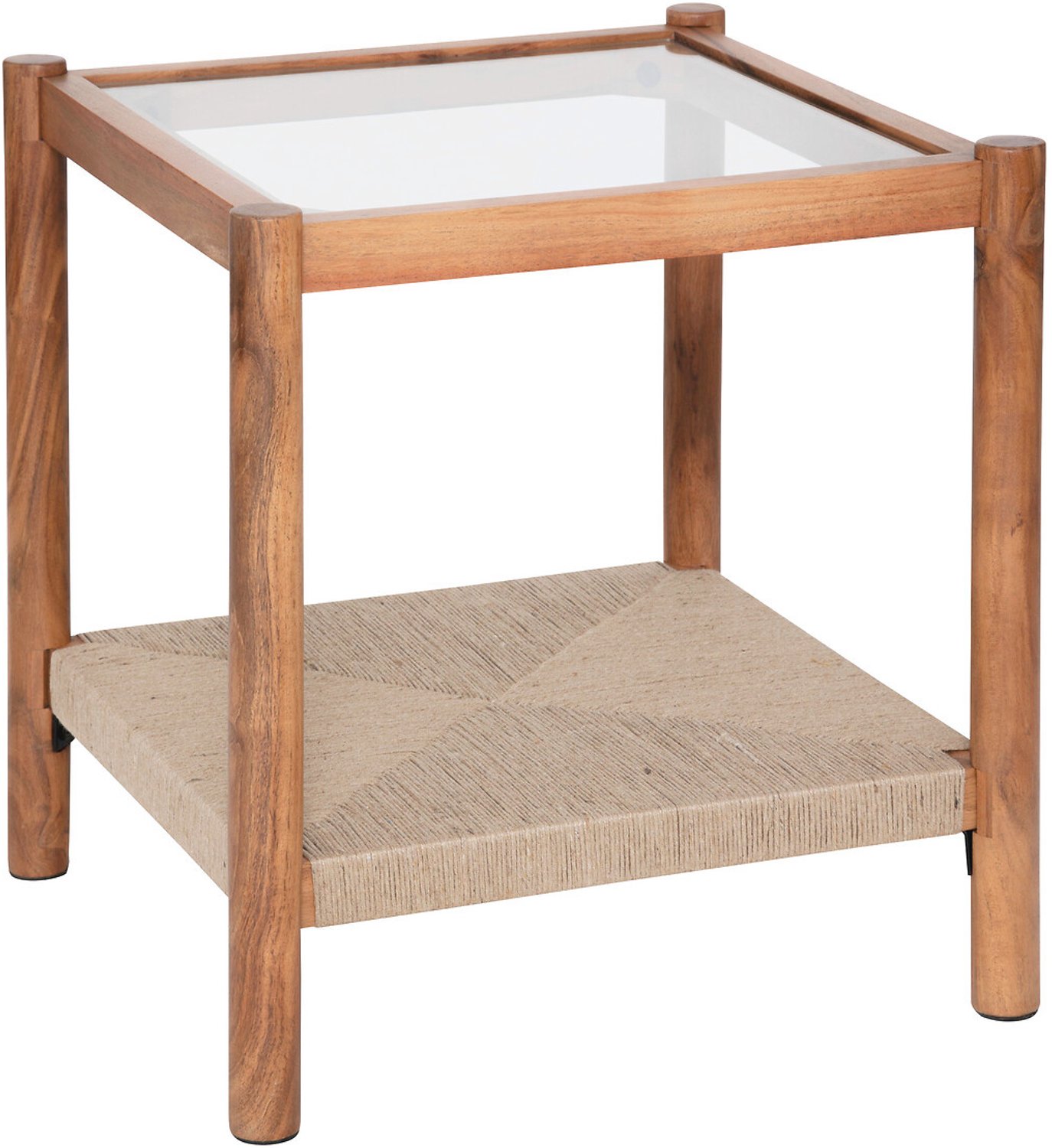 Atmosphera - Houten salontafel met glazen blad APALA, 50 x 50 x 55 cm