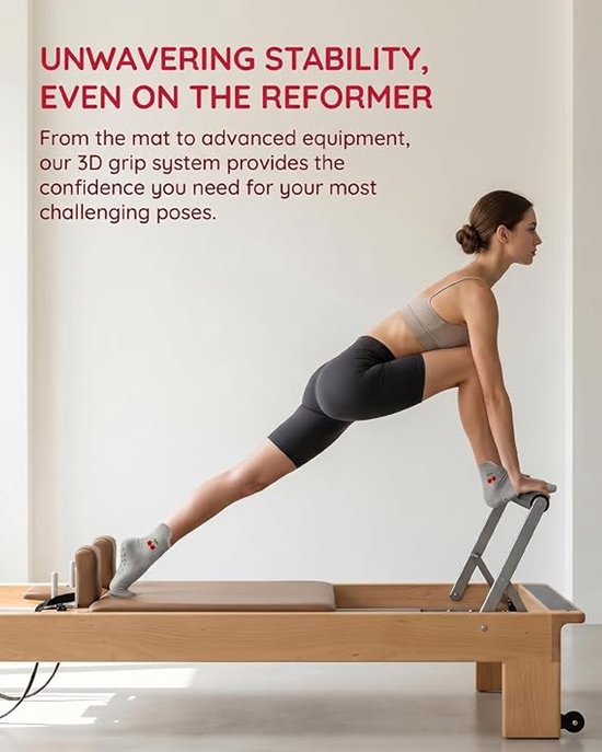 Antislip Sokken - Yoga Sokken - 6 paar - Pilates Sokken - met Grip - voor dames - Sneakersokken - voor Dans en Workouts - Zwart, Wit, Grijs, lichtbruin, Roze en Paars - eenheidsmaat — afbeelding 4