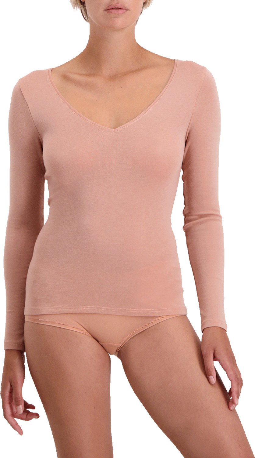 Noshirt Long Sleeve - Merino Wool - Dames Ondershirt - Ercu - Deep V - Maat XS
