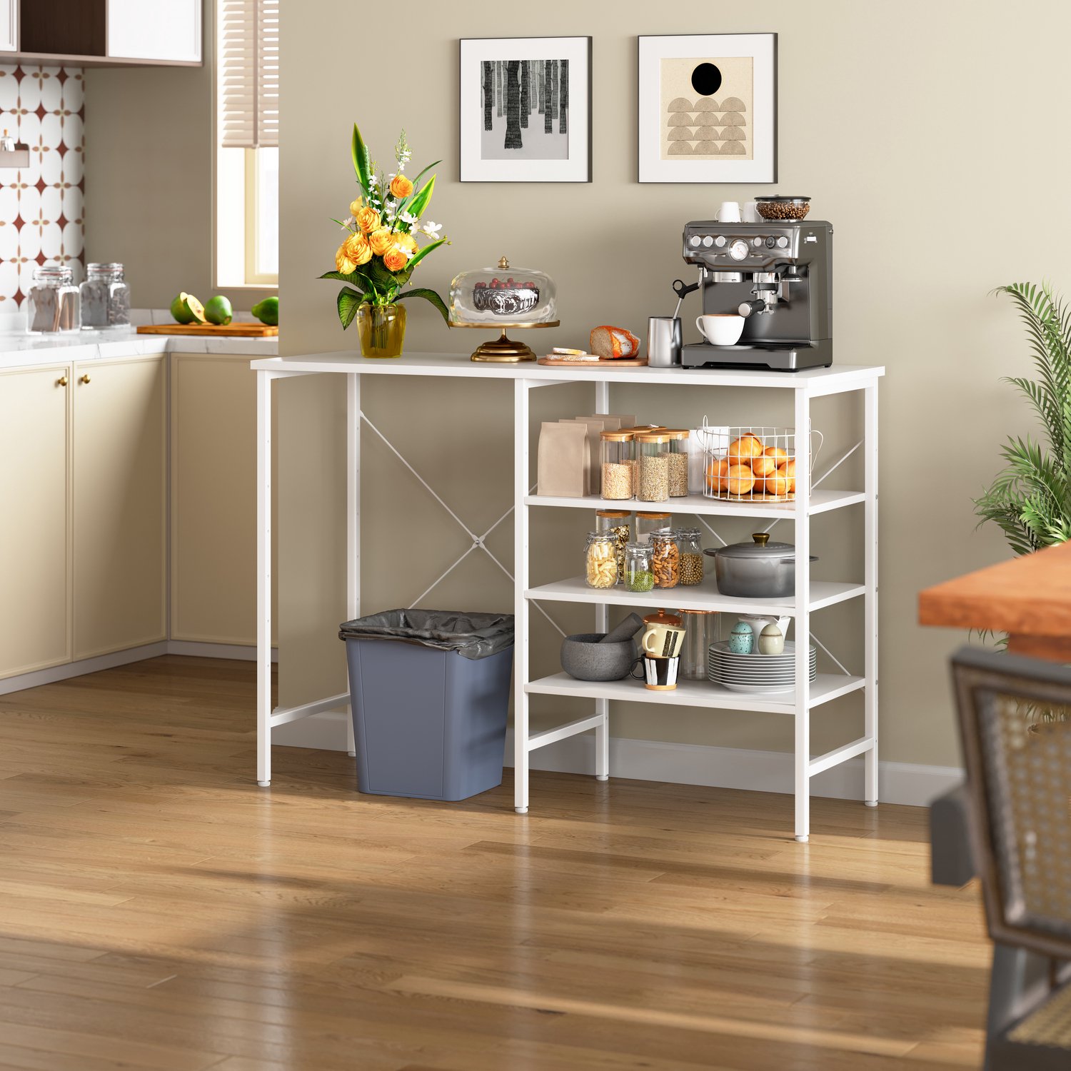 CHICFURN Sidetable - Flexibel monteerbaar - Open opbergrek - Wit