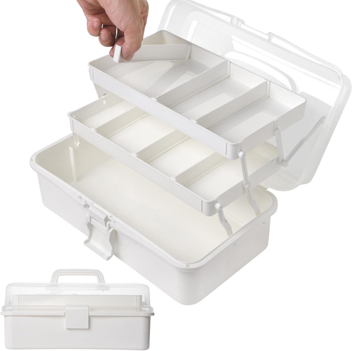 SNJY® Naaidoos Opbergbox - Naaibox - Naaikoffer - 17,5L x 33B x 14H cm - Wit