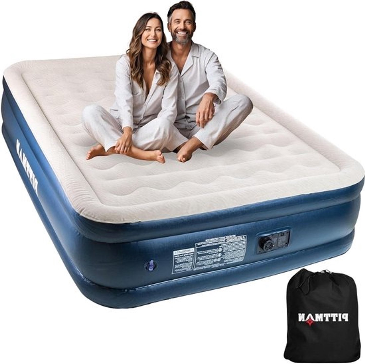 Luchtmatras - Opblaasbaar bed - Voor kamperen en reizen - Met ingebouwde pomp - Queen - Blauw
