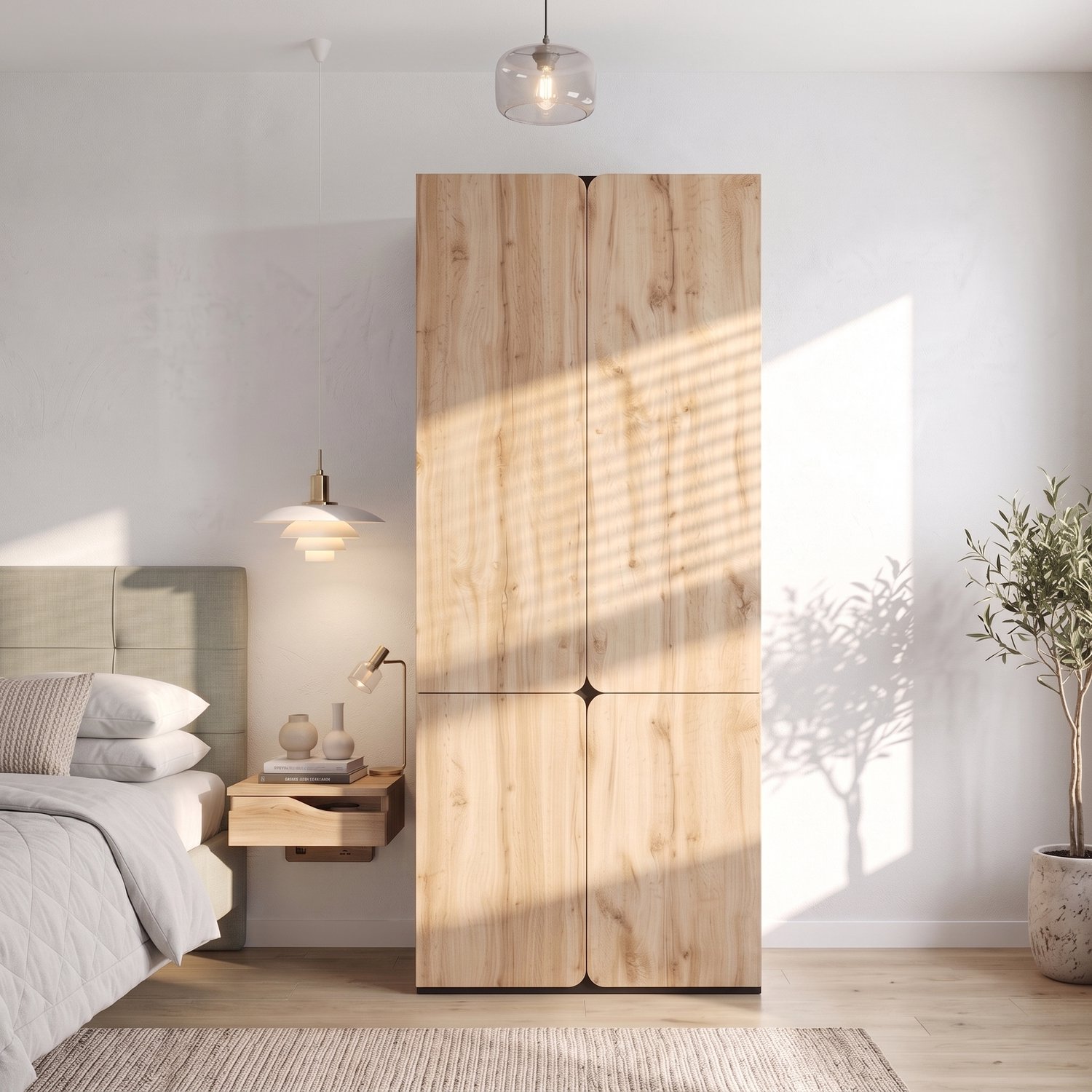 VVBV Kledingkast / Kledingkast met lades 90x50x200 cm – 3 Lades, 1 Kledingstang, 4 Deuren, Draaideuren – MDF,Particle Board / Houtlook Eiken