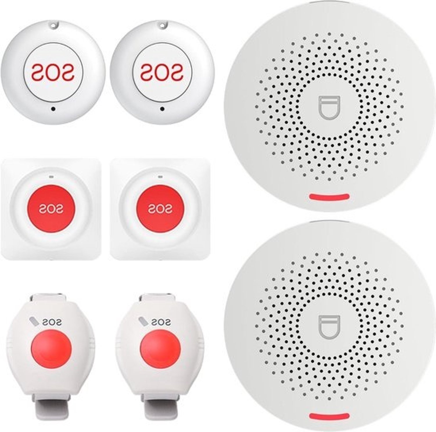 Noodoproepsysteem voor ouderen - Huisalarmsysteem - Veilig thuis blijven - Wifi-versie - 2 hoofdeenheden - Wit