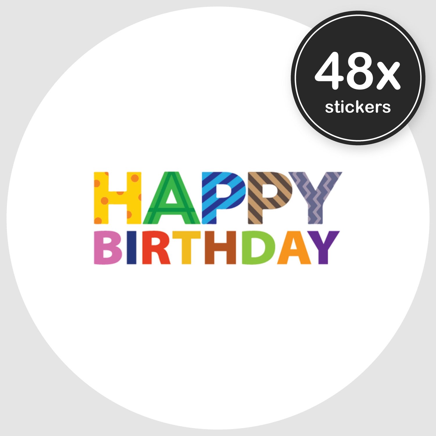 Sluitstickers Verjaardag - 48 stuks - Rond 30 mm - Verjaardag Stickers - Sluitzegel Uitnodiging - Design 002