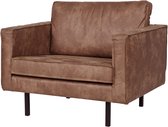 WOOOD Rodeo Fauteuil - Recycle Leer - Cognac - 85x105x86