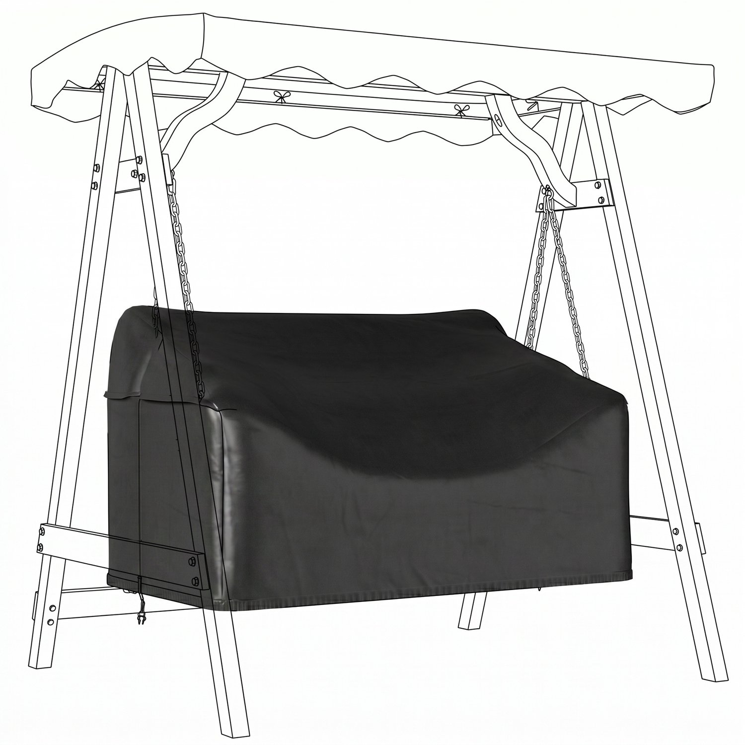Sunona Beschermhoes voor tweezits tuinbank - 142 x 76 x 81 cm - Zwart