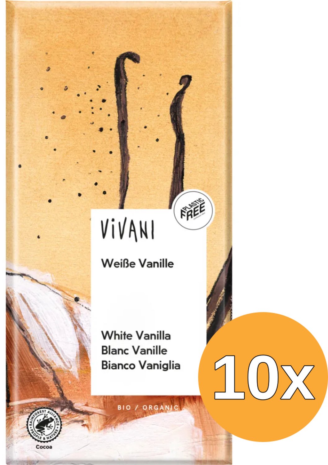 10x Vivani Chocolade Wit Vanille Bio (80 gr)