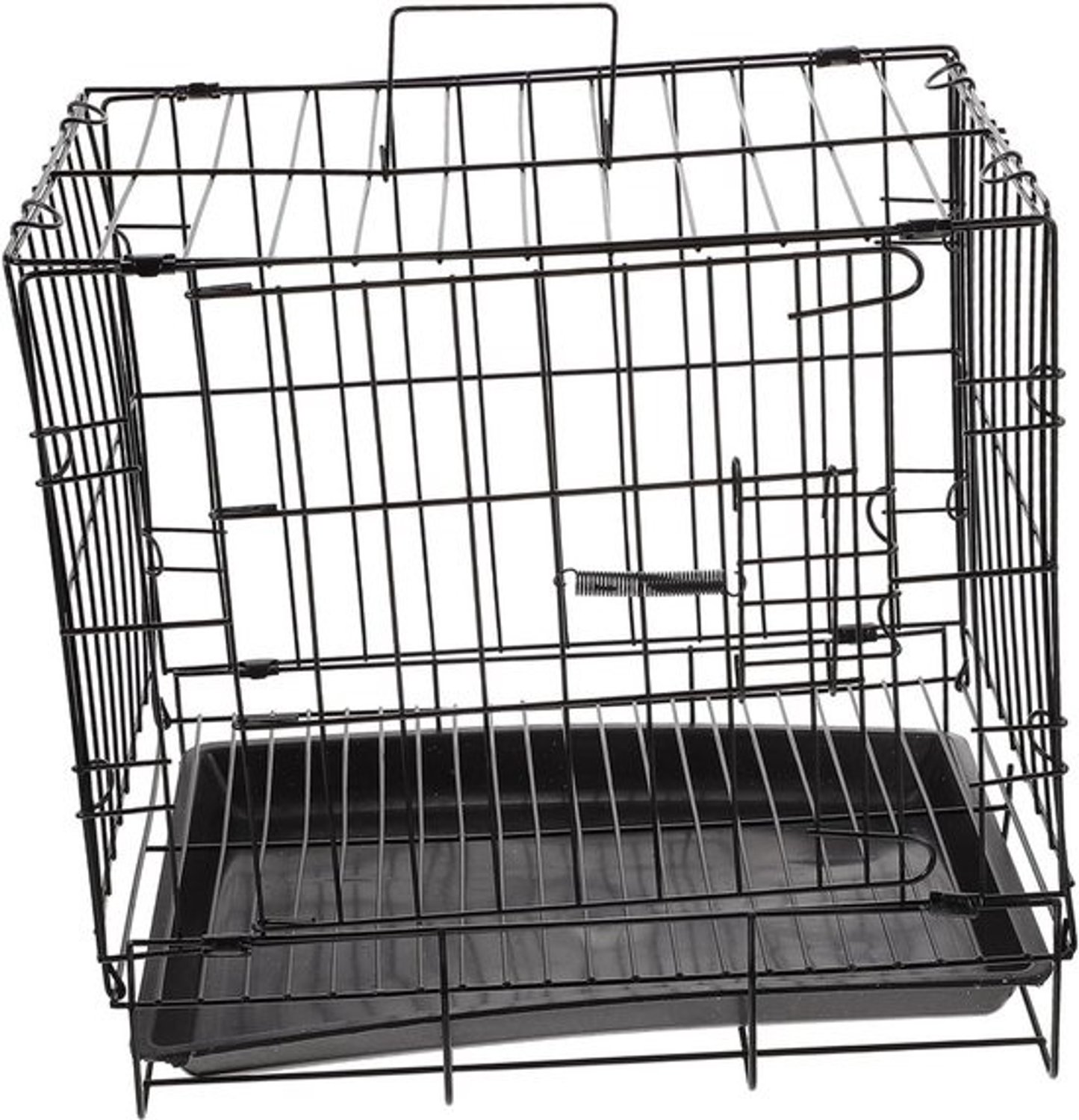 Huisdierkooi - Dierenbench en kennel - Voor huisdiertraining - Verwijderbaar dienblad - 35x33x25cm - Zwart