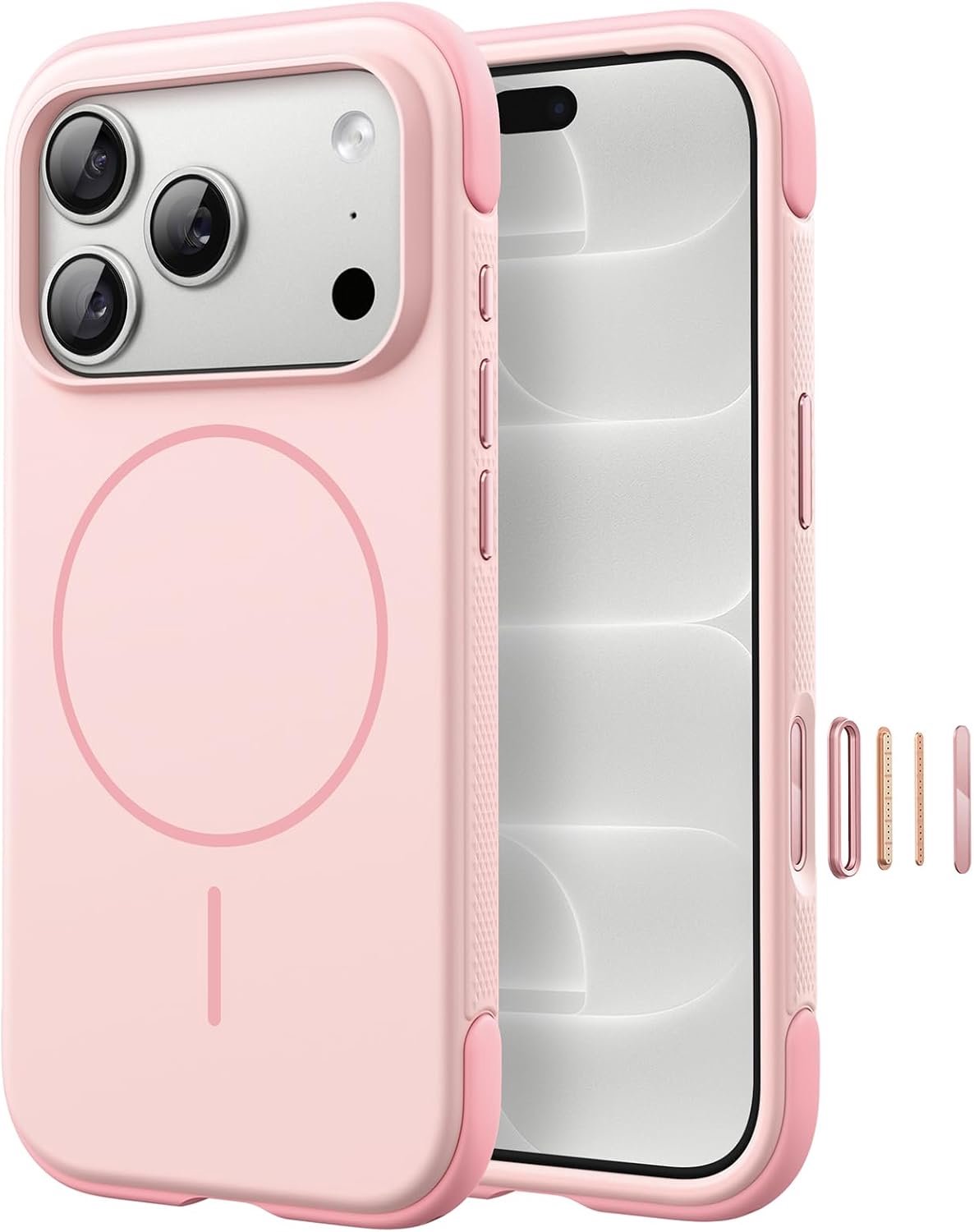 Zandarix Hoesje Geschikt voor Apple iPhone 18 Pro Max - Stijlvolle Kleurblok - Zijdezachte Aanraking - Cover met Antislip Grip - Geschikt voor Mag - Back Cover Hoesje - Roze