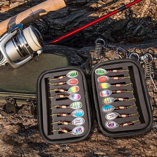 Spinnerbait - 16 Stuks - Roofvissen - Hardmetalen Spinnerbaitset met Tackleboxen - Ultralicht Roofvis Kunstaas - Met Blinkertjes - Visaas - Vis Accessoires Set - Voor Het Vissen op Baars, Forel en Zalm - Zumolir® — afbeelding 2