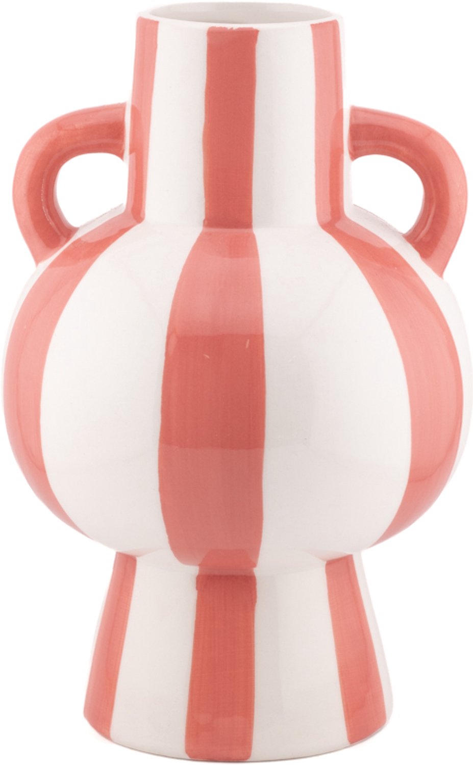 Aardewerk vaas met oren Stripe peach