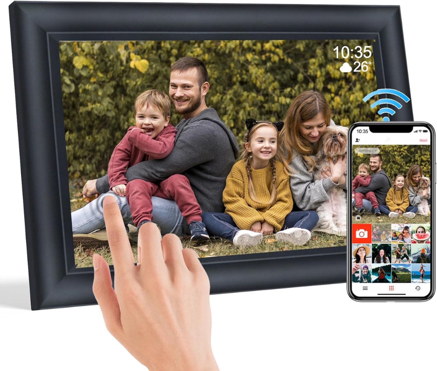 SNJY® Digitale Fotolijst - Digitaal Fotolijstje - Digitaal Fotokader - Touchscreen - 10,1 Inch/25,7 cm - 32GB - Zwart