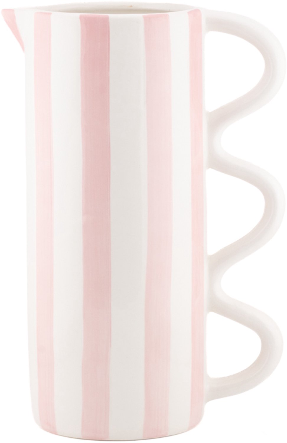Aardewerk jug Stripe roze