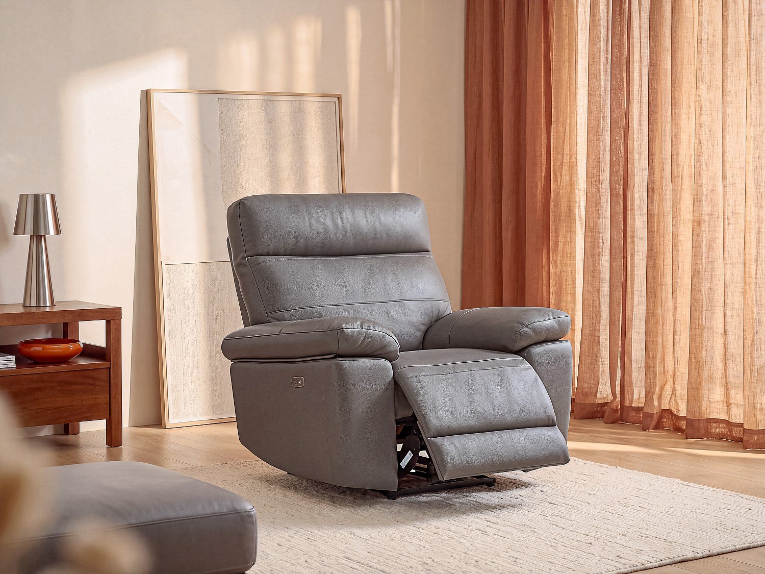 Vente-unique Relaxfauteuil in grijs leer RANIFA