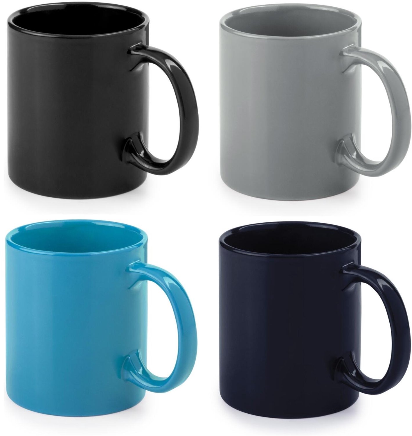 Bellatio Design Koffie mokken / thee drinkbekers Ocean Colours - 8x stuks - glans - met oor - 370 ml